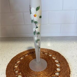 Floral Frosted Glass Vase Vintage